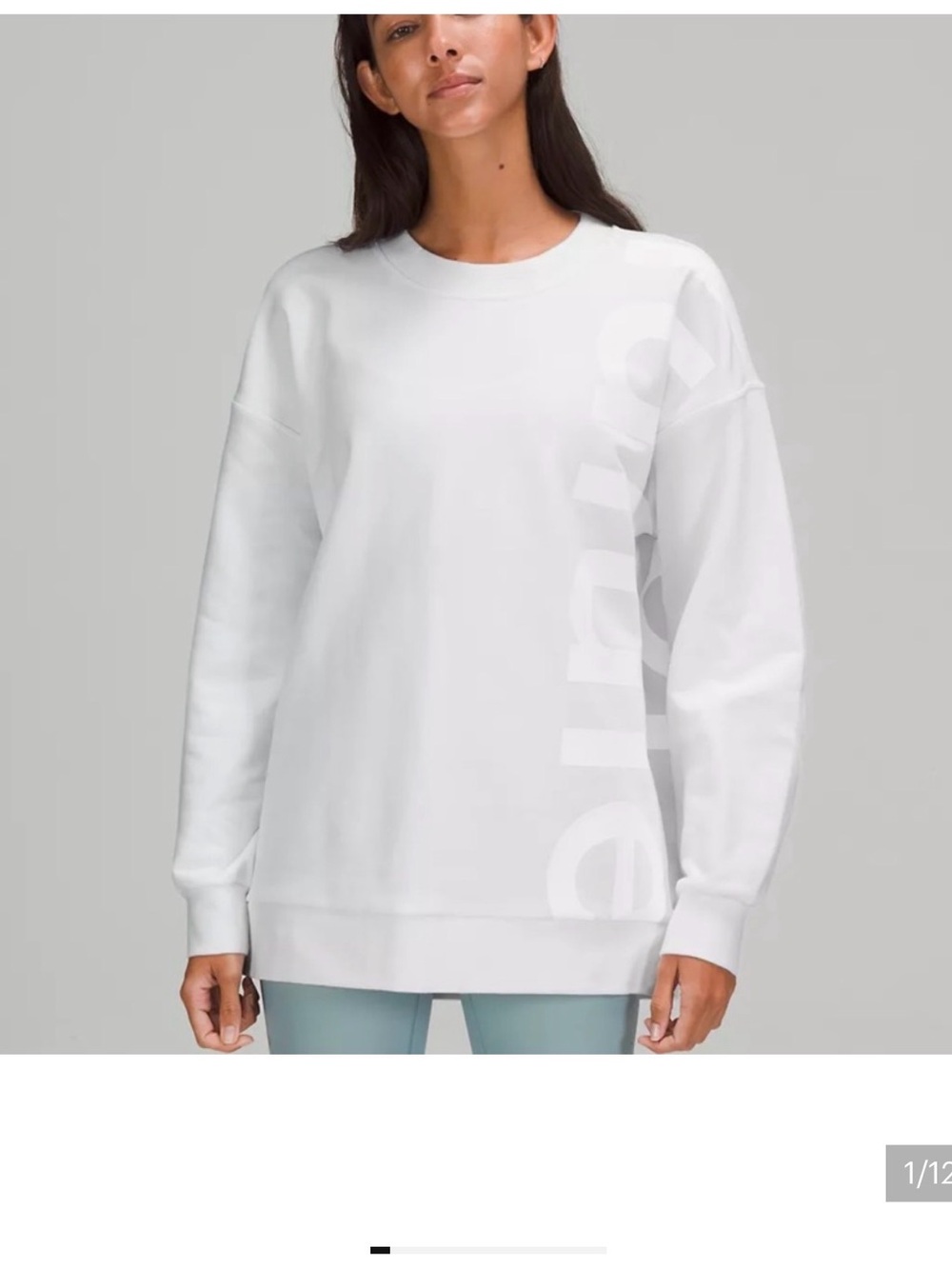 lululemon athletica White Crewneck Sweater with Subtle Logo